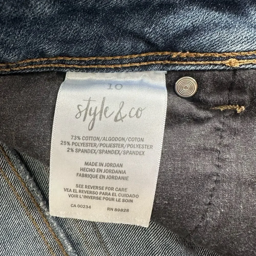 Style & Co Women’s Med Wash Denim Mid Rise Cuffed Hem Bermuda Skimmer Shorts 10
